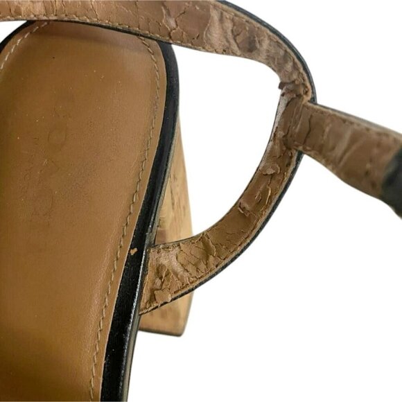 Coach Size 8 Block Cork Heel Open Toe Strappy Black - Picture 11 of 12